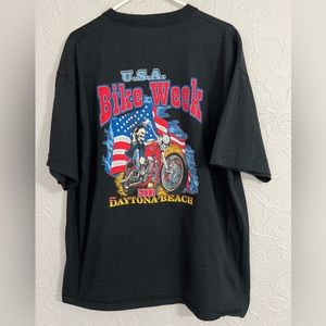 Daytona Beach 2008 Bike Week Graphic Tee Double Sided Logo Skull Black XL USA